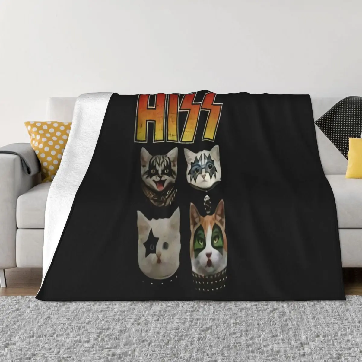 Kiss Hiss Cat Paródia Engraçada T S Rock Meow Group Homens Personalizado Solto Hip Hop Slogan Brand New Design Filme Cobertor