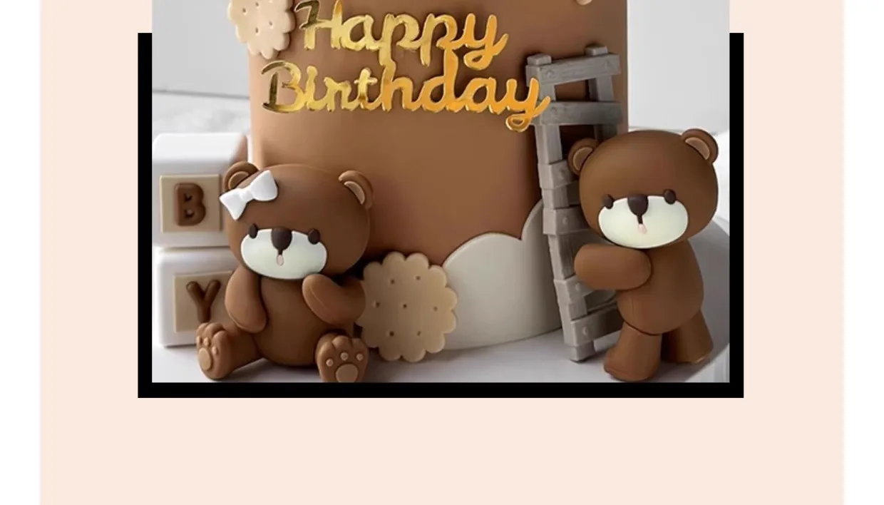 Entzückendes Bären-Kuchenaufsatz-Set für den 1. Geburtstag, Geschlecht offenbaren, Regenbogen-Party, alles Gute zum Geburtstag, Babyparty, Kuchendekoration – Detail 4