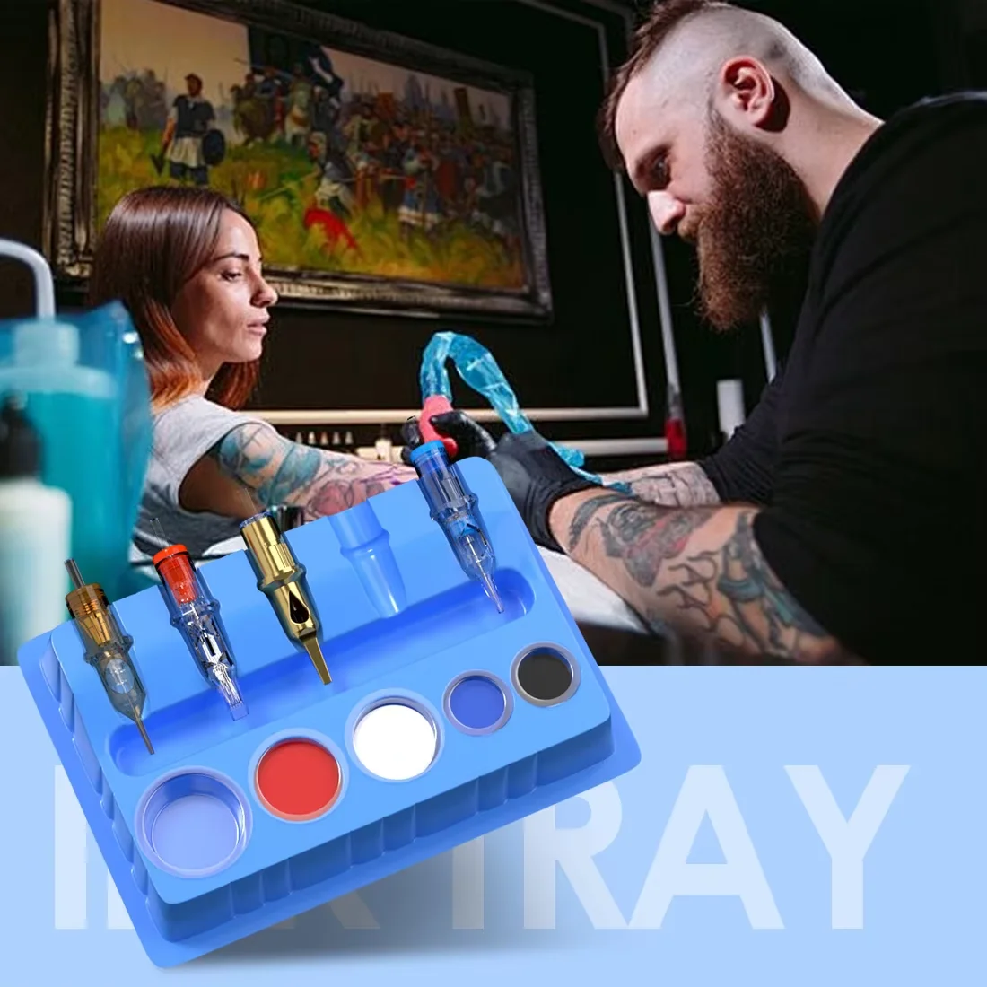 20Pcs Disposable Tattoo Ink Tray Multi Slot Tattoo Pigment Cup Holder Tattoo Cartridge Needle Storage Tray For Tattoo Salon
