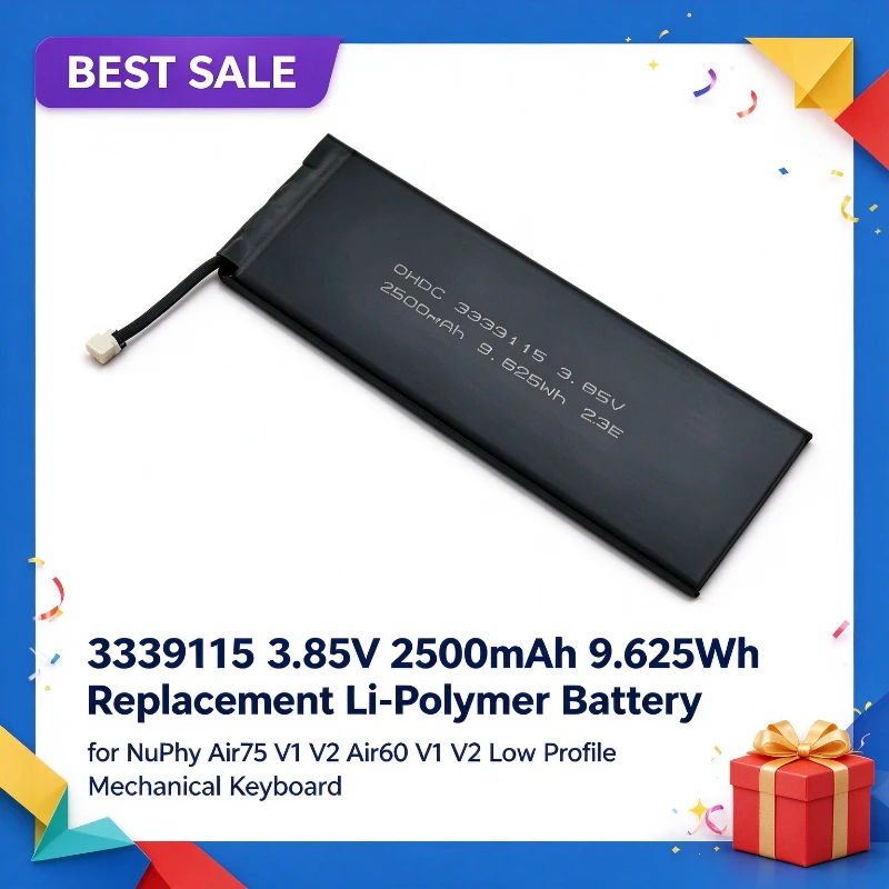 3339115 3.85V 2500mAh 9.625Wh Replacement Li-Polymer Battery for NuPhy Air75 V1 V2 Air60 V1 V2 Low Profile Mechanical Keyboard