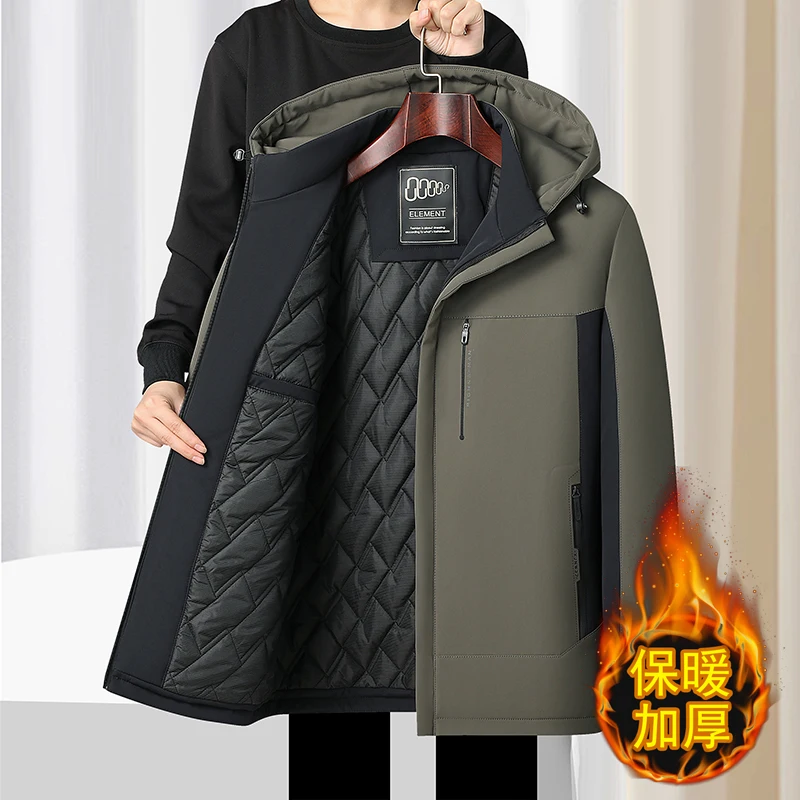 

Winter Men Parkas Male Long Parkas Men Casual Warm Business Casual Outerwear Parkas Men Thick Warm Cotton-padded jacket