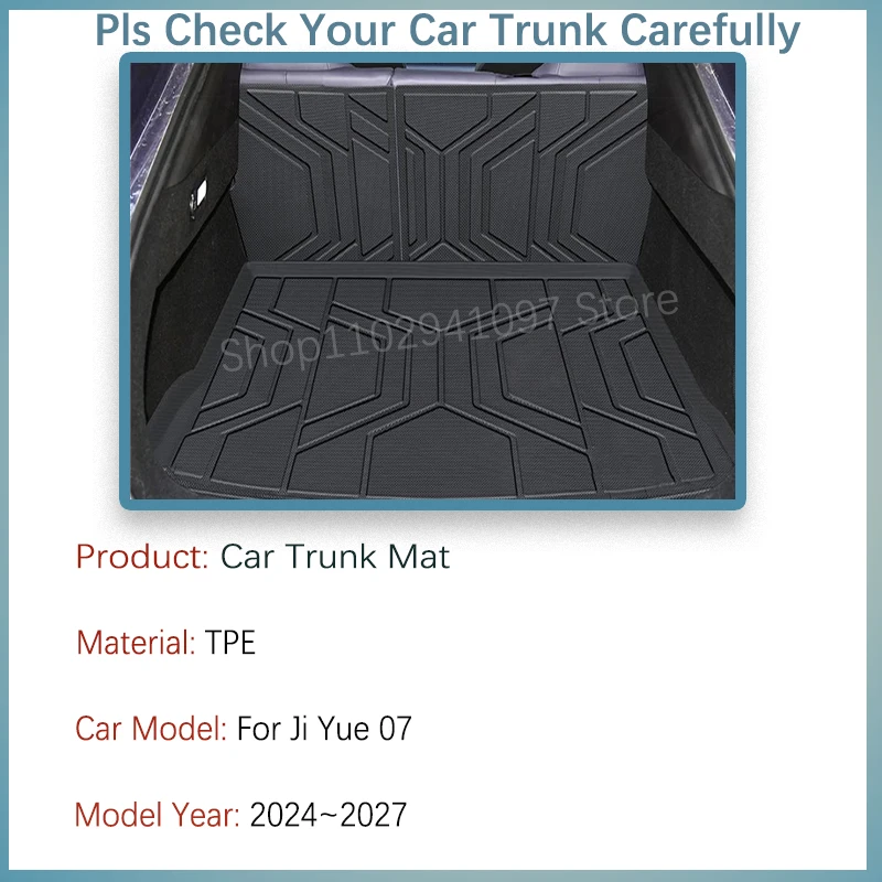 Car Rear Trunk Mats For Ji Yue 07 Jiyue 07 2024 2025 2026 2027 5seat Waterproof Covers Storage Pads Cargo Liner Auto Accessories