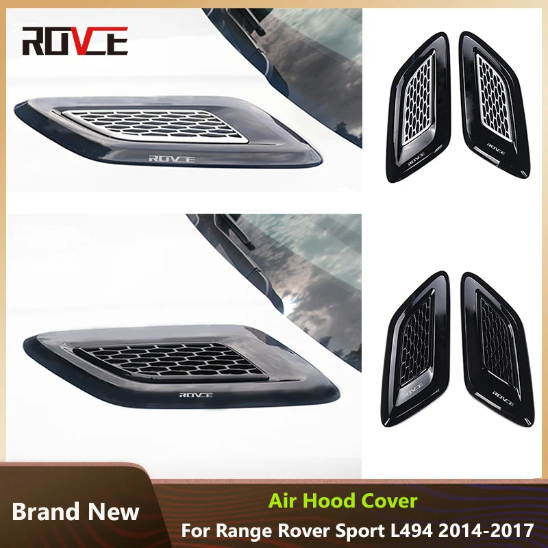 ROVCE Car Hood Air Vent Outlet Wing Trim For Land Rover Range Rover Sport L494 2014 2015 2016 2017 ABS Replacement Parts