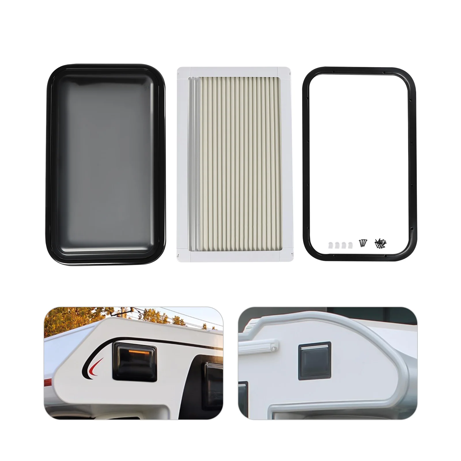 Caravan Exhibit Window RV Side Window 700x400mm With Insect Screen For All RVs Modified Cars Special Cars White and Black