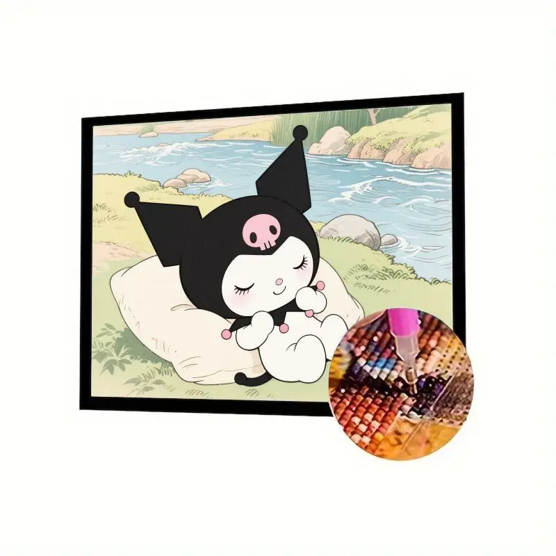 

1 шт., милый Kawaii Sanrio Kuromi Sleeping By River 5D, полный дрель, набор для алмазной живописи, сделай сам, персонаж мультфильма аниме, стразы, вышивка
