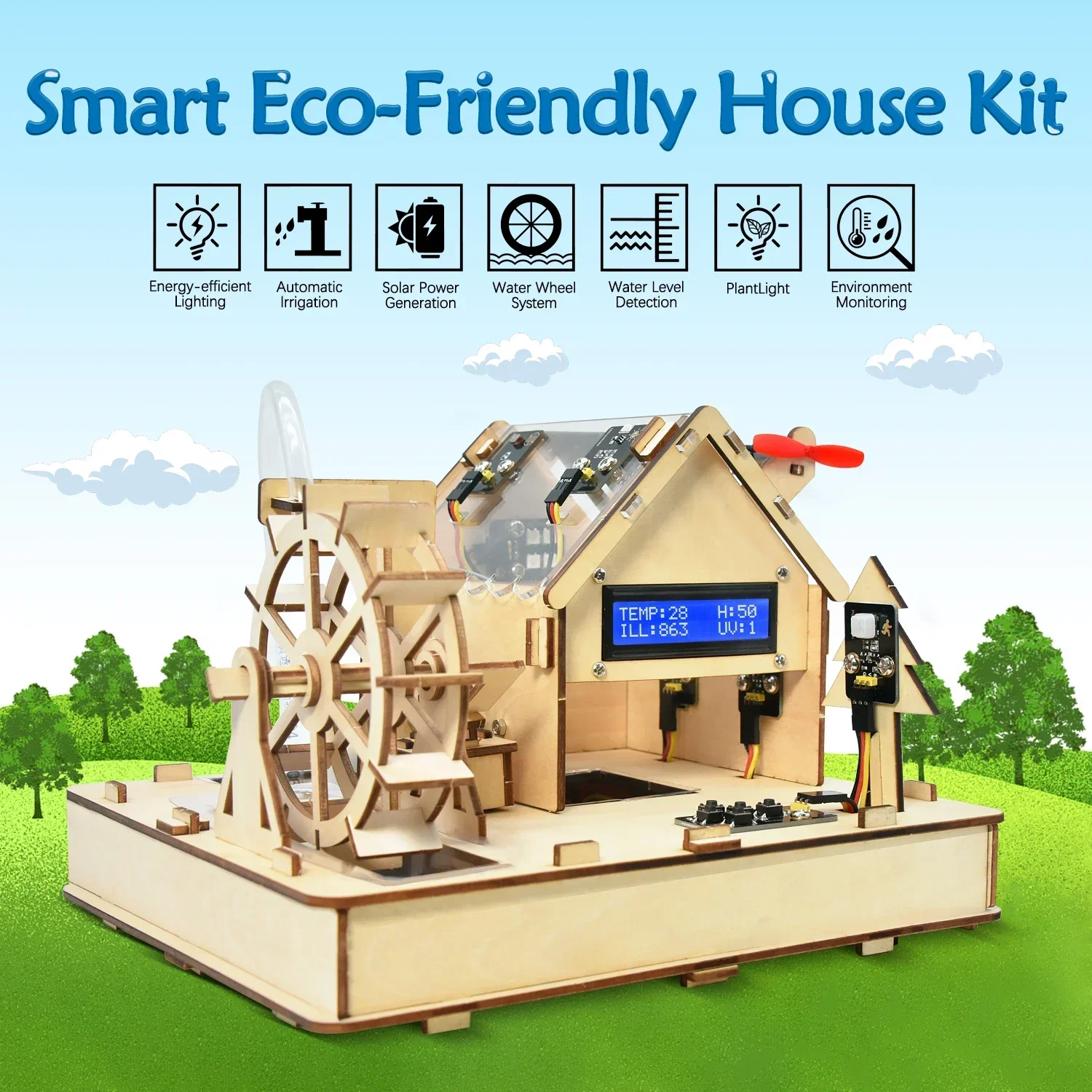 Keyestudio Smart House Kit For Arduino With Water Wheel System C/C++ and KidsBlock Programming For Arduino DIY Starter Kit DIY