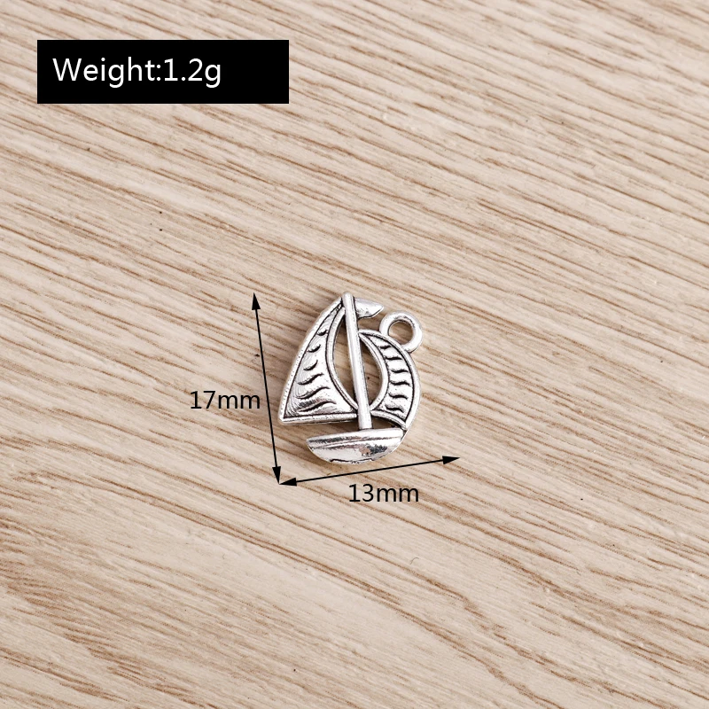 20 Stück 13x17mm Niedliche Segelboot-Anhänger aus Legierung für die Herstellung von DIY-Ohrhängern, Halsketten, Handgemachten Armbändern und Schmuckzubehör – Detail 1