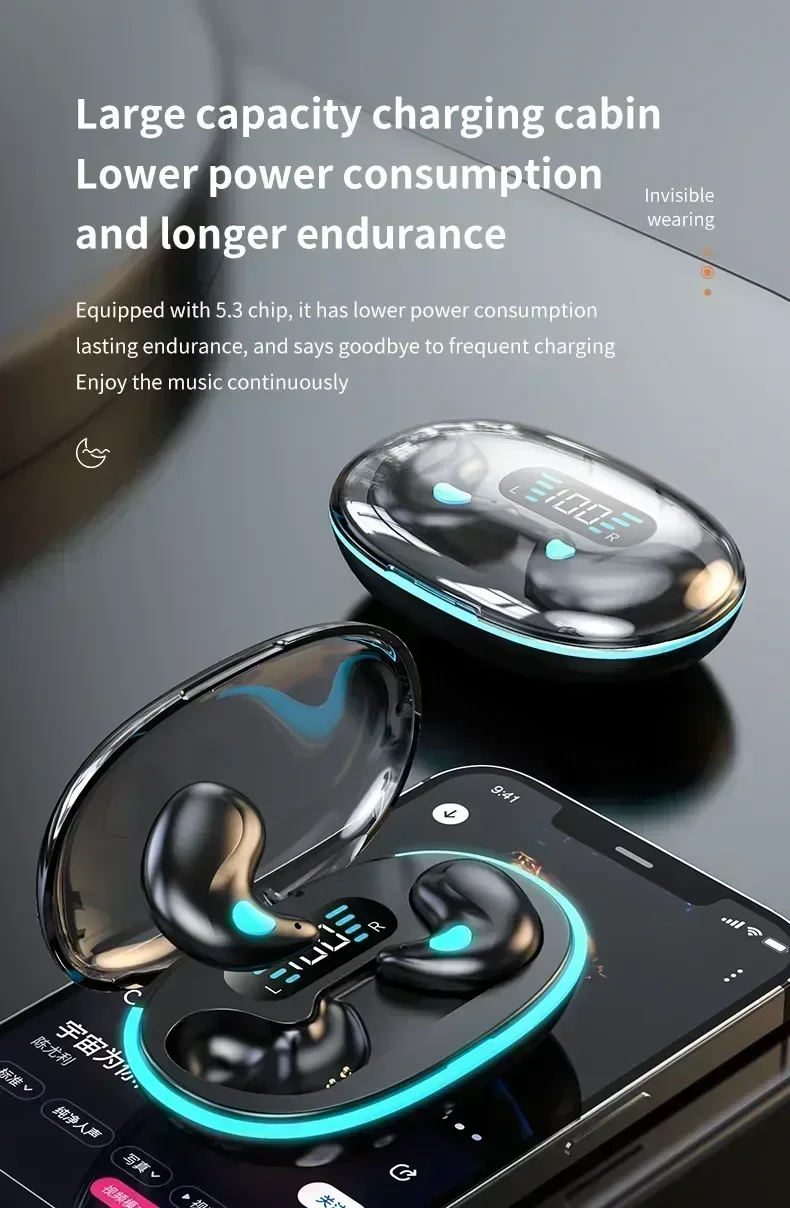 X55 Unsichtbare Kabellose Kopfhörer - TWS Bluetooth Unsichtbare In-Ear Geräuschunterdrückende Sport-Kopfhörer IPX5 Wasserbeständig – Detail 7