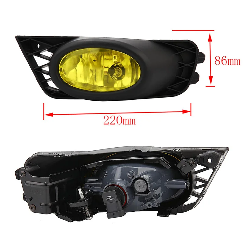 2pcs/Pair 12V Fog Lights With Harness Fit For Honda Civic 2009 2010 2011 Car Accessories Front Bumper Yellow Fog Light Assembly