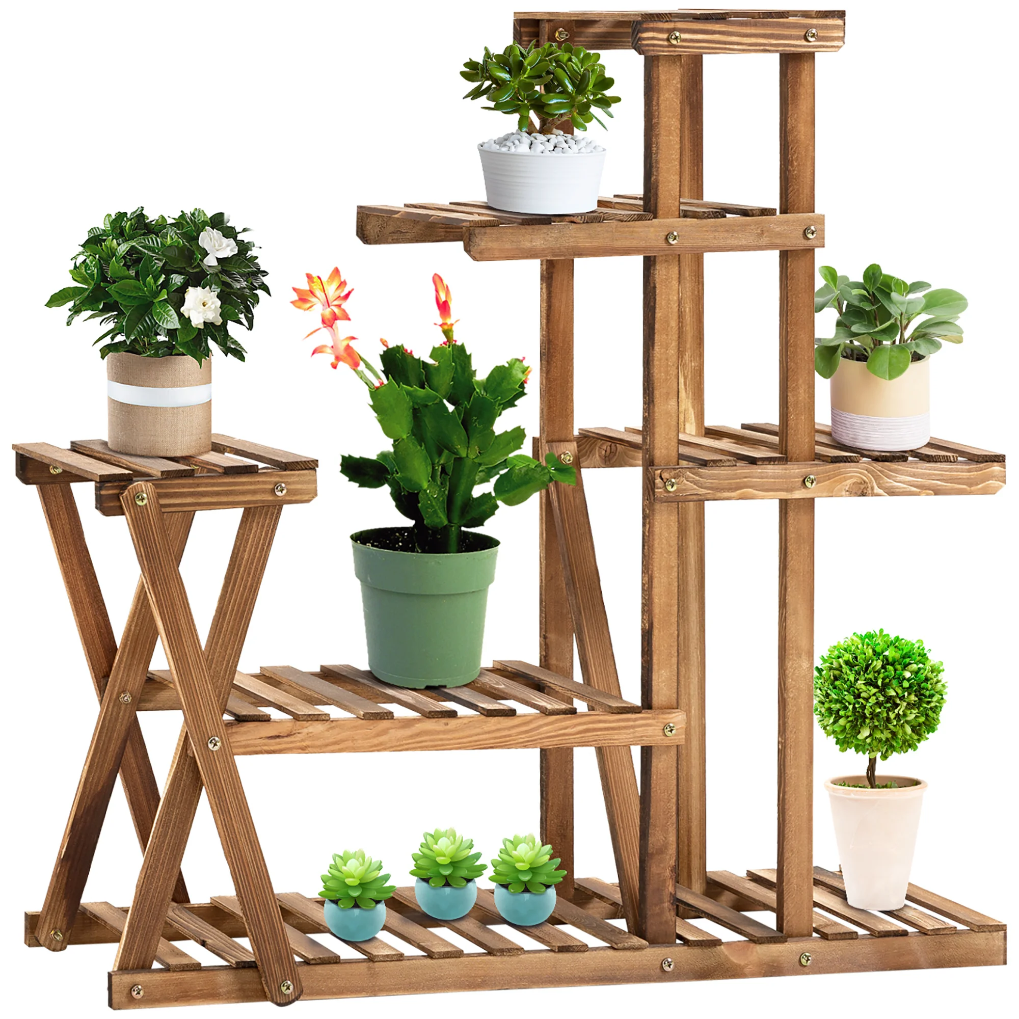 Outsunny 5-level plant holder load 60 kg 98x28x95 cm charred