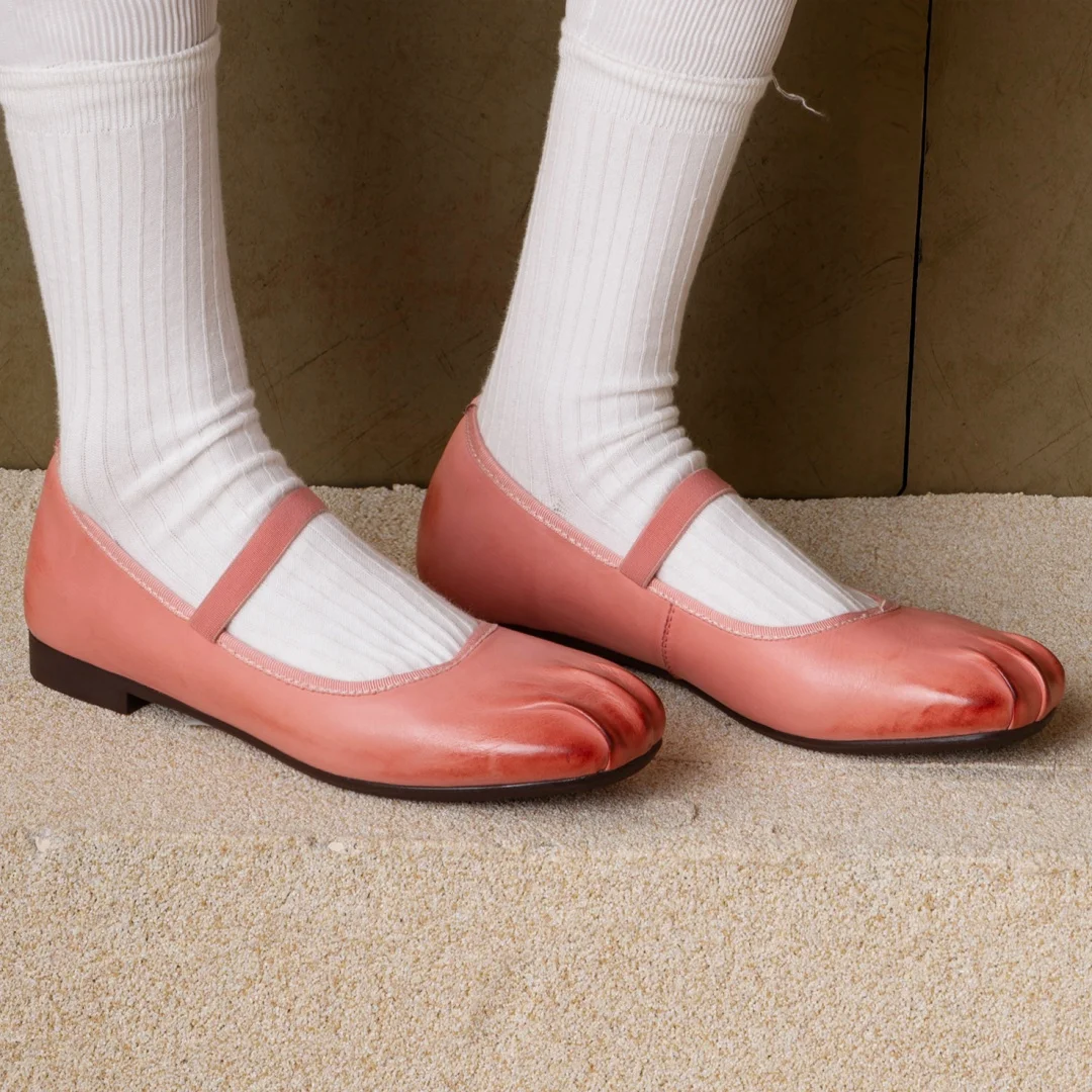 Women's cow leather pleated square toe elastic band slip-on flats high quality soft comfortable casual female daily walk shoes #1