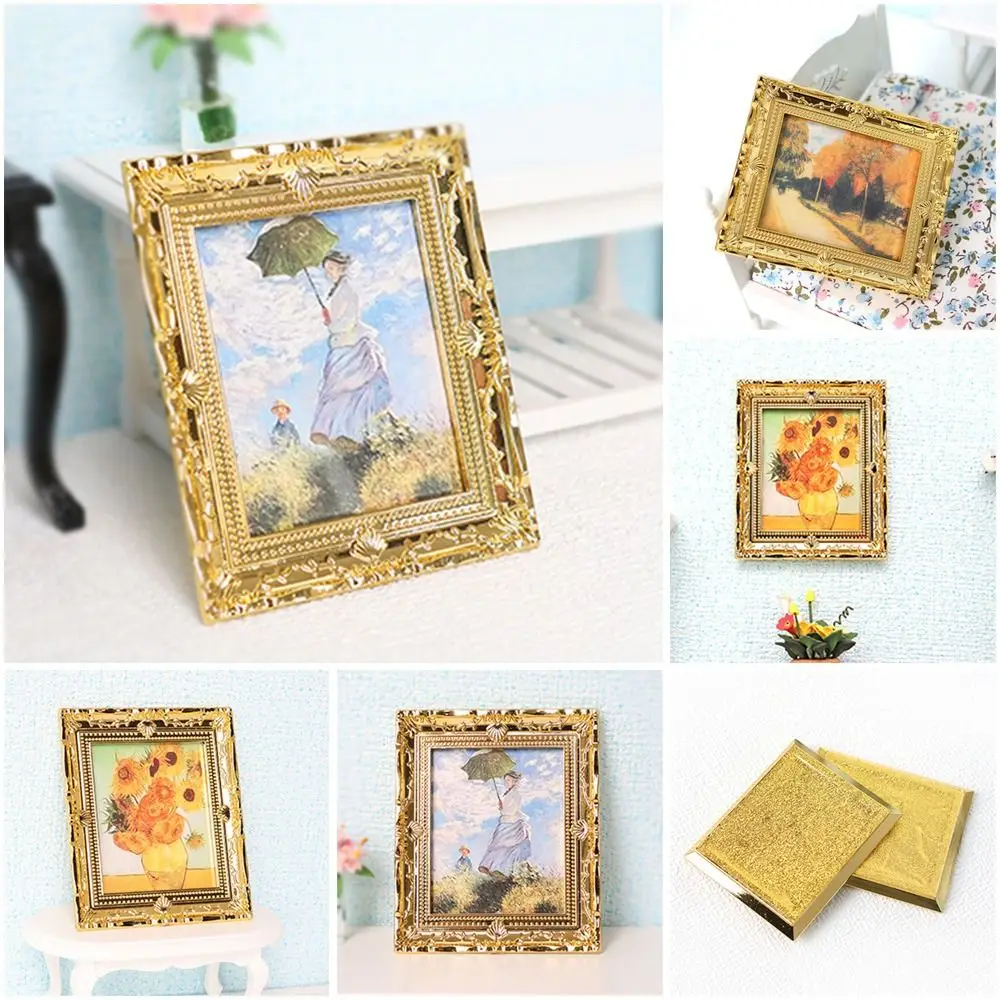 4 styles Crafts 1/12 Simulation Furniture Model Resin Photo Frame Doll House Decoration Dollhouse Miniature Accessories