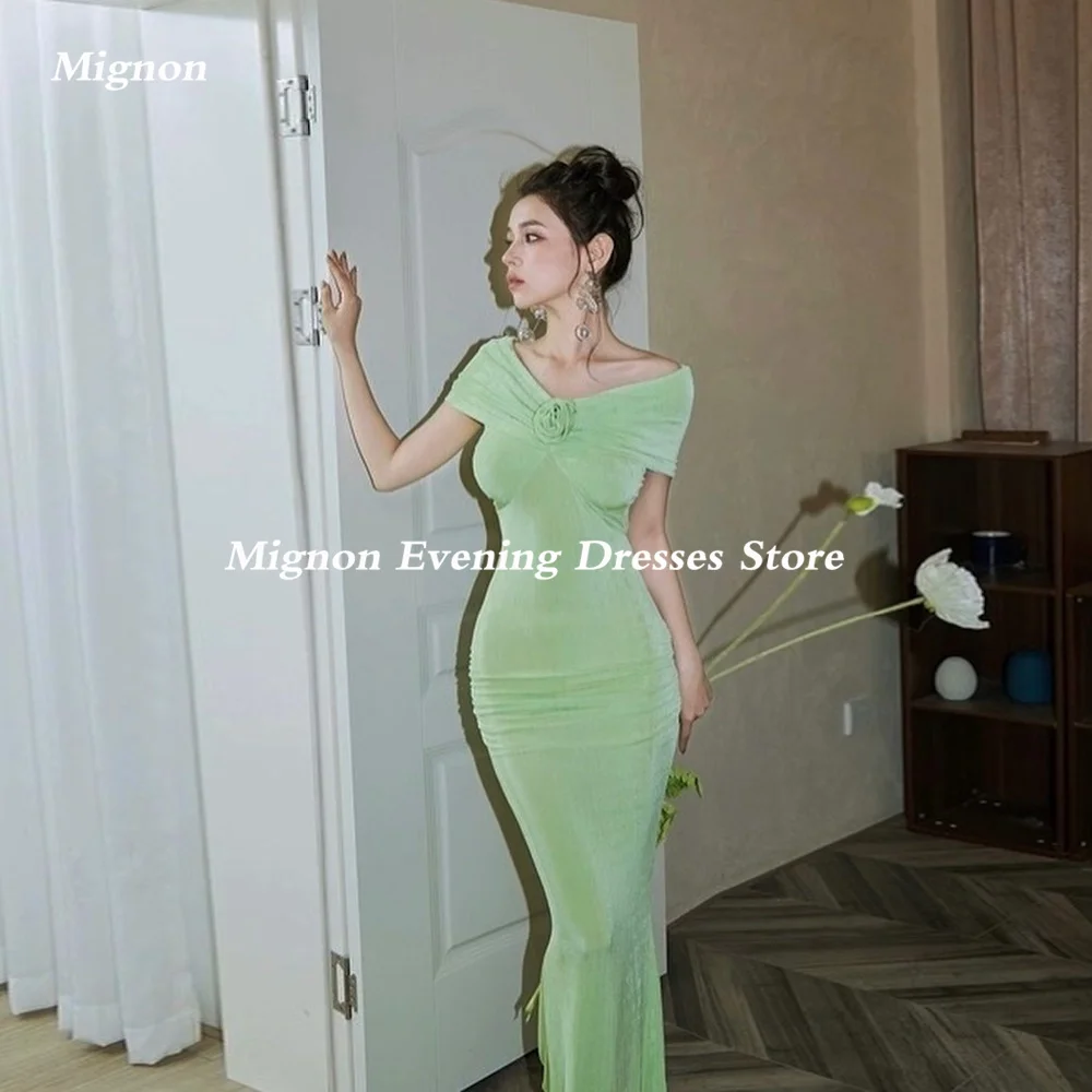 

Mignon Mermaid Satin Prom Gown Off-the-shoulder Neckline Evening Ankle-Length Formal Elegant Party Dress for Women 2023