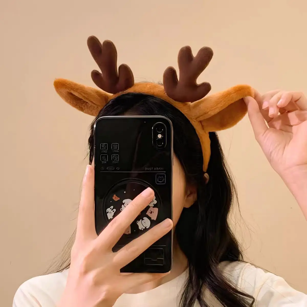 Christmas Costume Snowflake Deer Ears and Antlers Headband Cosplay Accessories Realistic Animal Ears Plush Headwear Hair Accessories