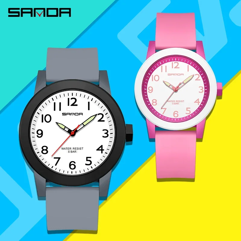 SANDA-Reloj de pulsera de cuarzo para mujer, pulsera de goma de béisbol, deportivo, resistente al agua, informal, regalo para niños