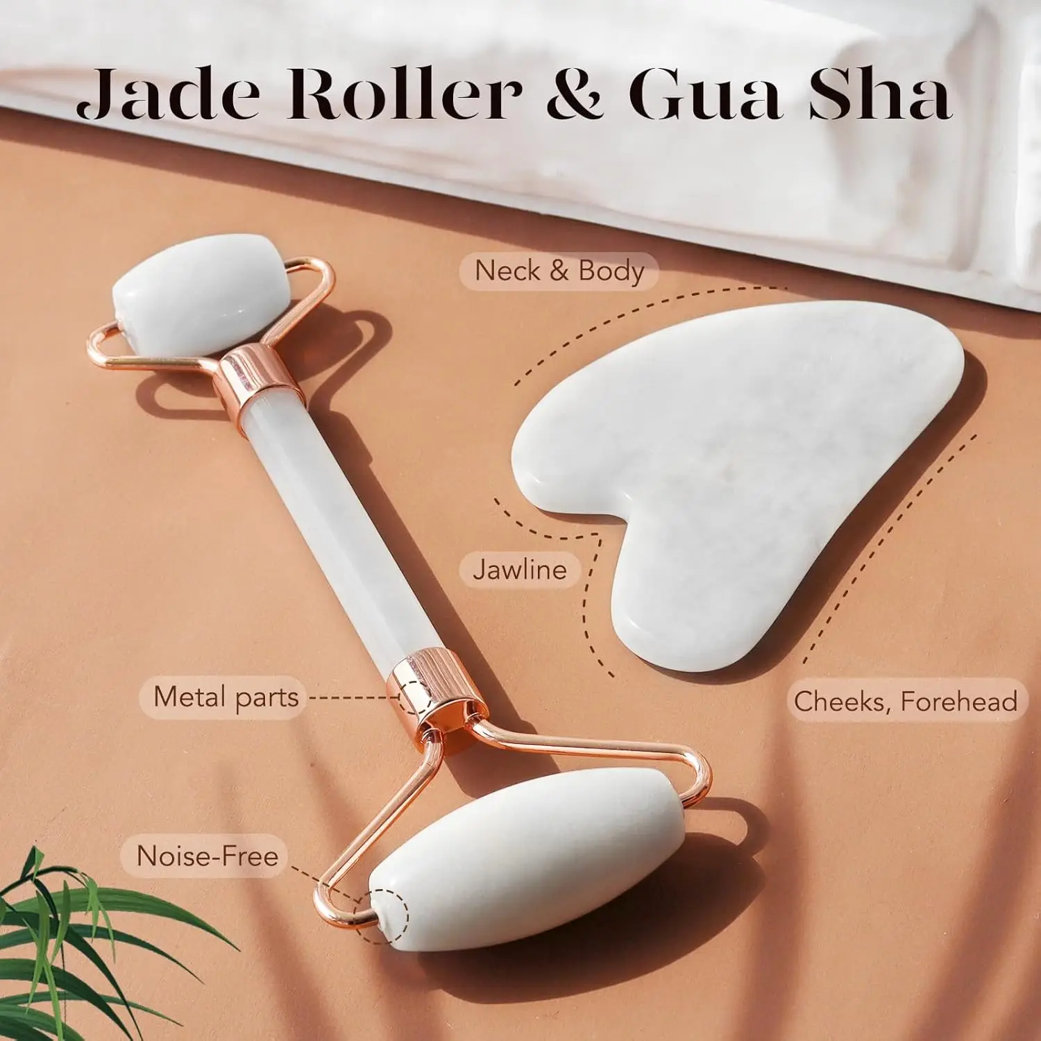 Rodillo de Jade de dos piezas, herramientas faciales, rodillo Facial y juego Gua Sha para hinchazón y enrojecimiento, rutina para el cuidado de la piel