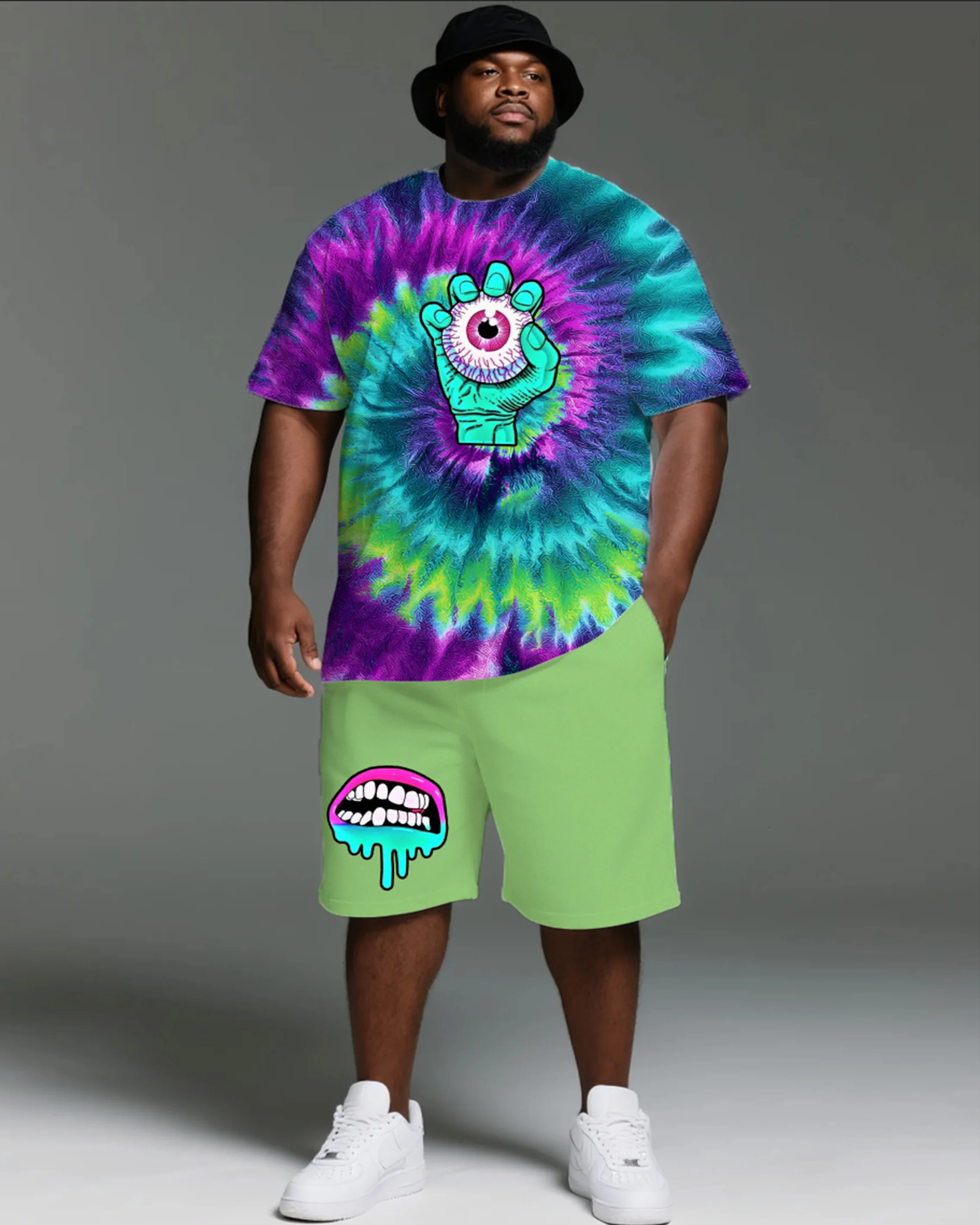 

S-9XL Мужская футболка большого размера в стиле хип-хоп с короткими рукавами и шортами, комплект из двух предметов