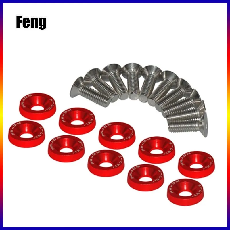 Universal 10 Pcs JDM Car Modified Hex Fasteners Fender Washer And M6 Bolt for Honda Bumper Engine Concave Screws RSX EK EG DC