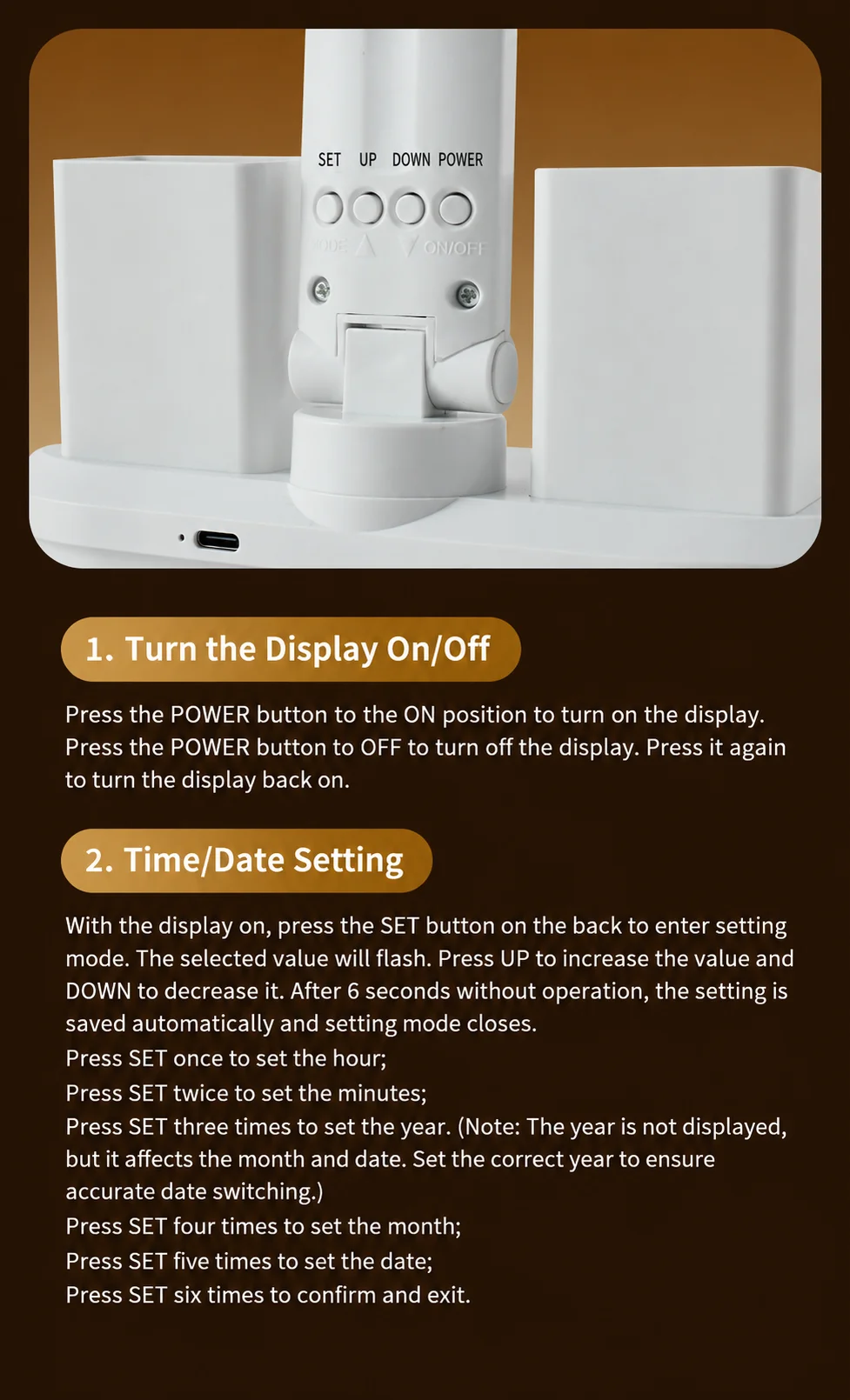 SMGXHE LED Desk Lamp, Large Area Lighting, Touch Control, 3 Color Modes, USB Powered, Foldable with Display And Pen Holder,