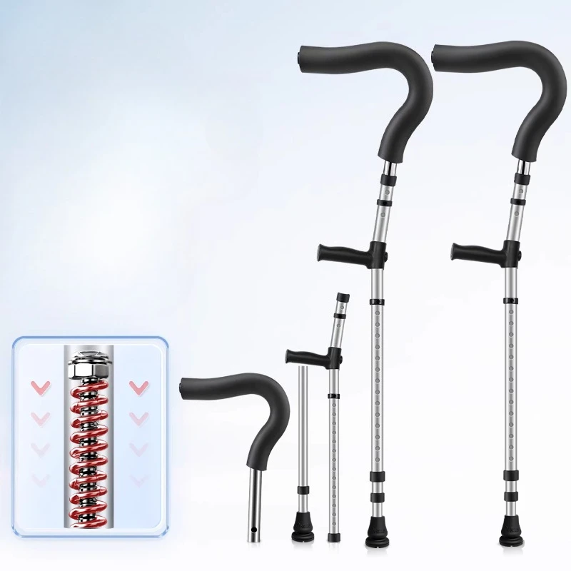 

F-Type Dual Underarm Crutches Foldable Non-Slip Adjustable Mobility AidsForearm Crutch,Ergonomic Walking Support Medical Crutch