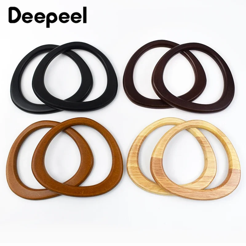 

2/4Pcs 14.5*12.5cm New Oval Wooden Bag Handle Women's Handbag Woven Bags Wrist Handles Purse Frame Handmade DIY Accessories