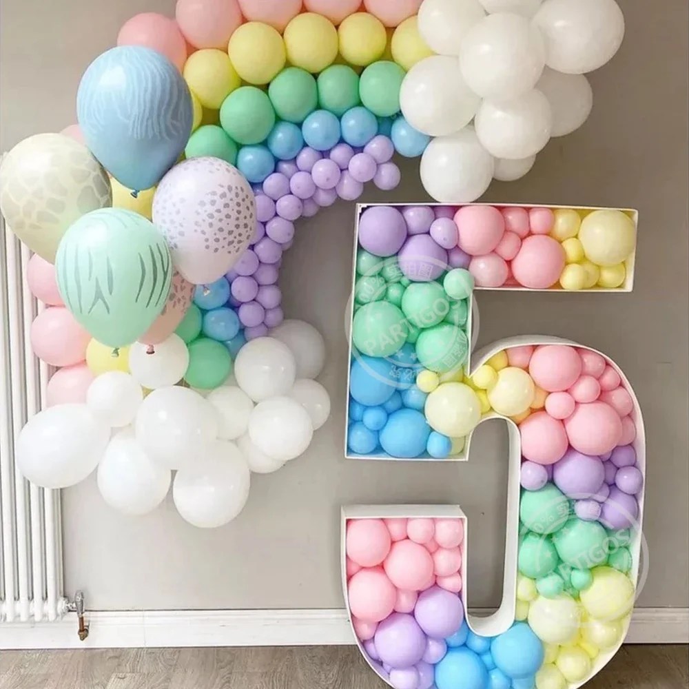 73cm Blank Giant Number 1 2 3 4 5 Balloon Filling Box Mosaic Frame Balloons Stand Kids Adults Birthday Anniversary Party Decor