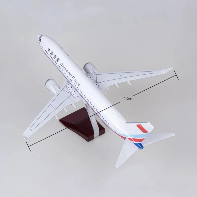 47cm Plastic Model Plane China Air Force B737-800 Diecast Airplanes Building With Wheels Stable Base Aviation Gifts Collectible