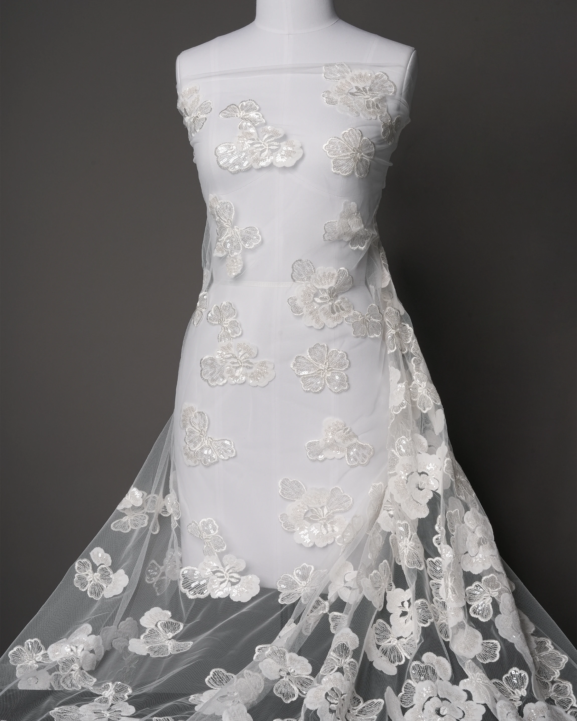 Off White Lace Fabric 2025 High Quality  Embroidered Sequin Tulle Fabric  Create the Most Beautiful Bridal Gown