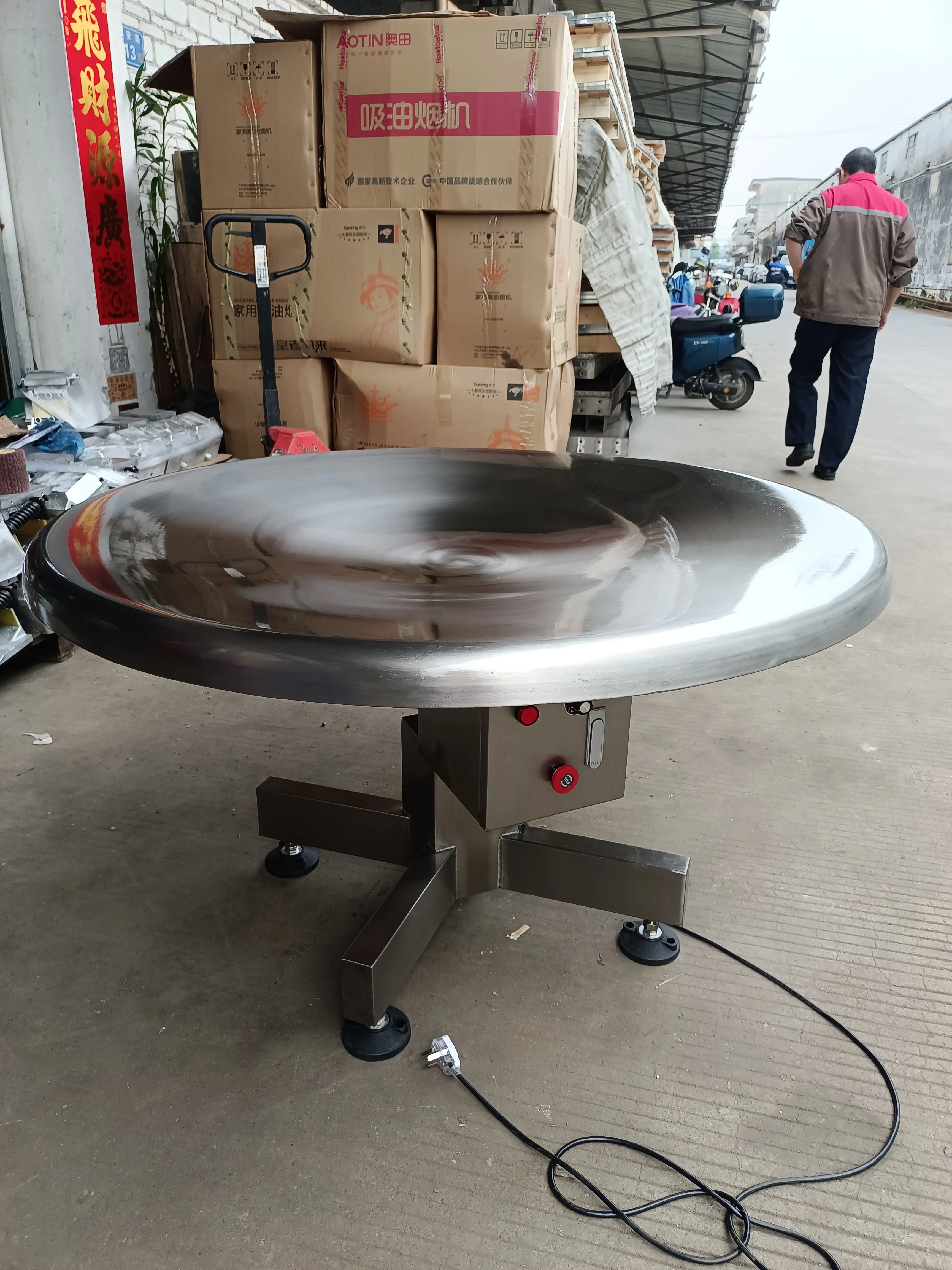 1.0m 1.2m 1.5m Motorized Rotary Pack Off Accumulation Collecting Luzy Suan Table Workbench for End of the Packaging Line