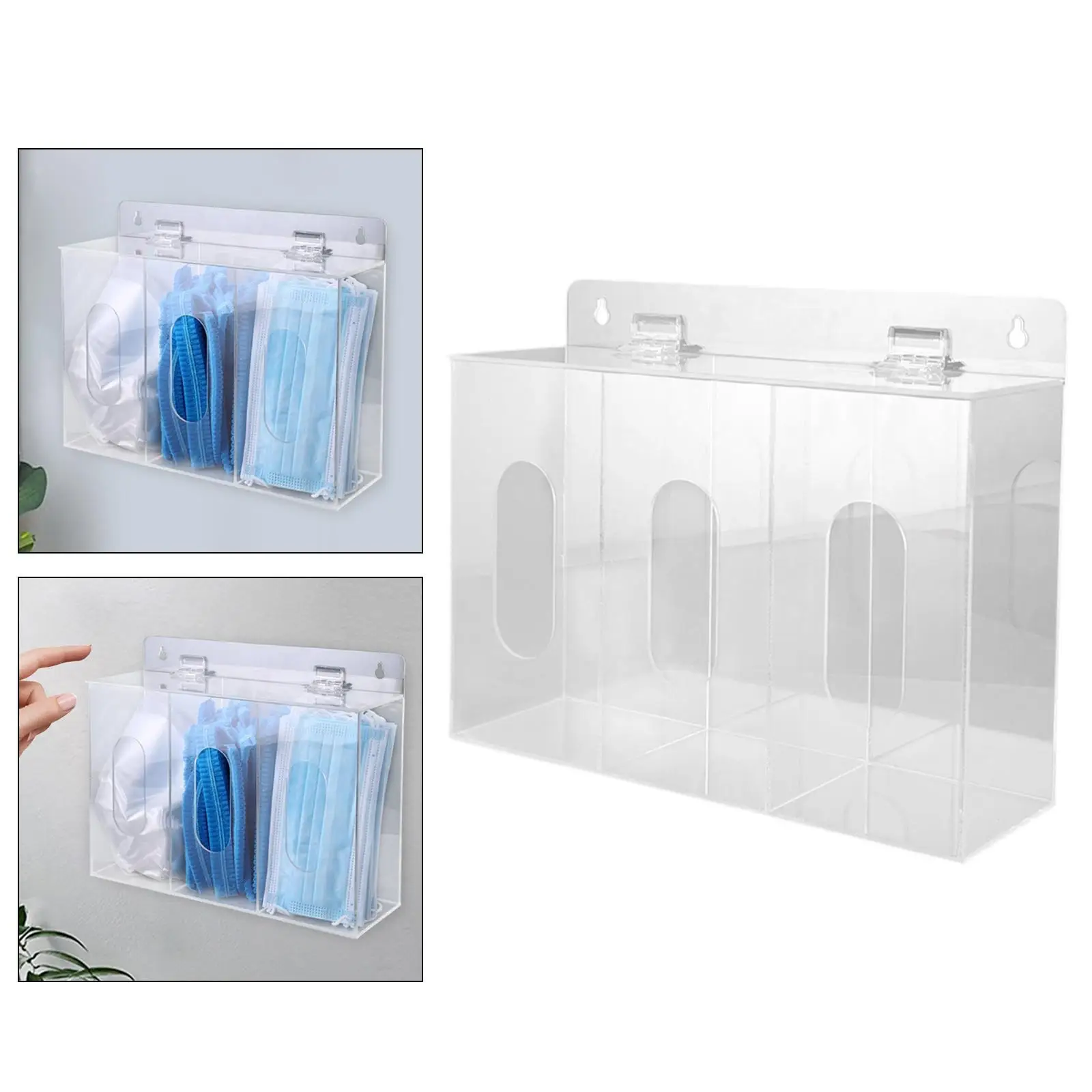 Acryl Handschoenen Dispenser Houder Station Masker Dispenser Handschoenen Doos Helder voor Oordopjes Overschoen Baard Covers Haarnetjes Restaurant