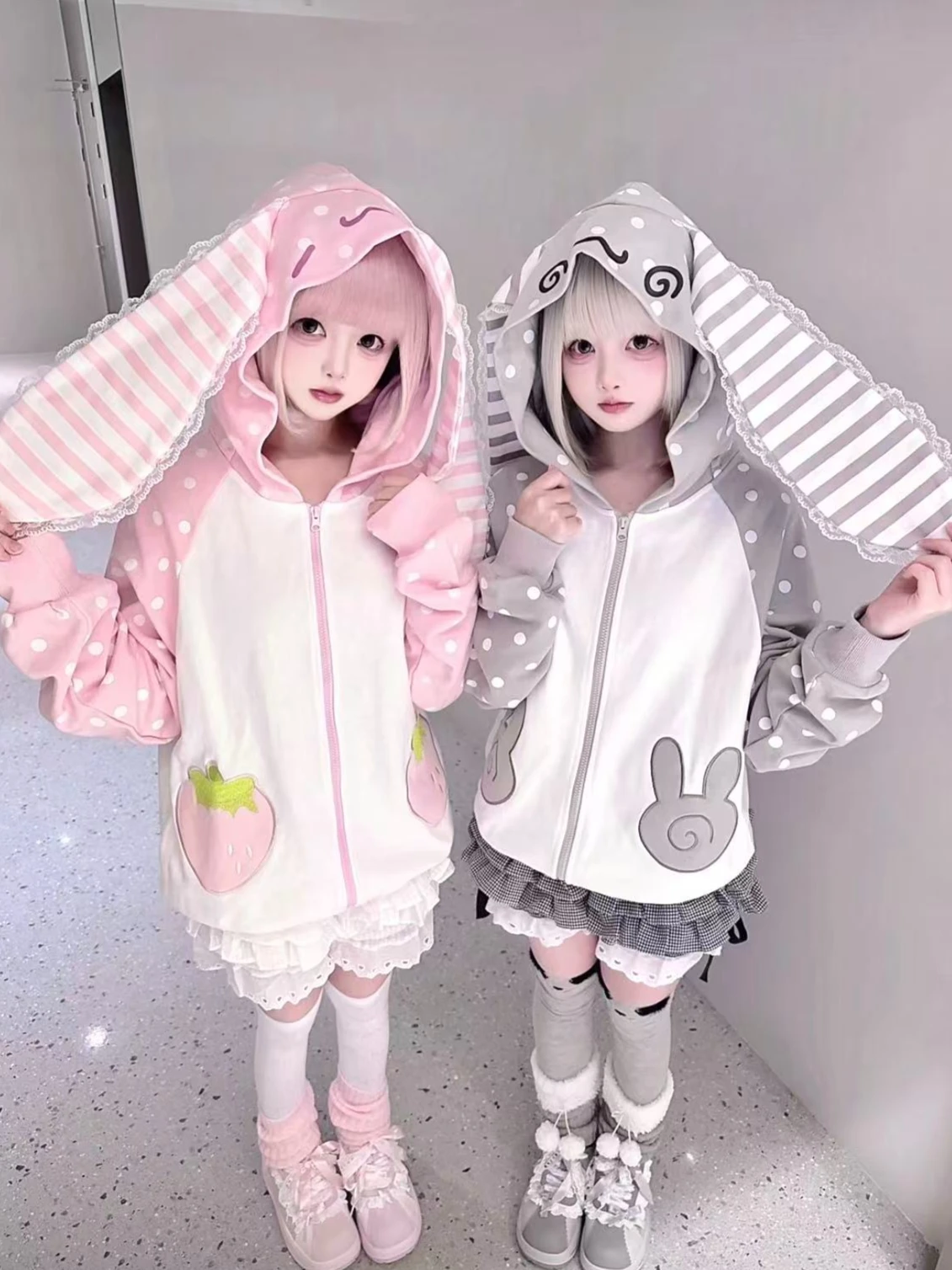 Japanischer Kawaii Sweatshirt für Damen, schulterfrei, niedlicher Cartoon, Y2K Ästhetik, Grunge, Spitze, lässiger Kapuzenpullover, 2026 Mode Neu