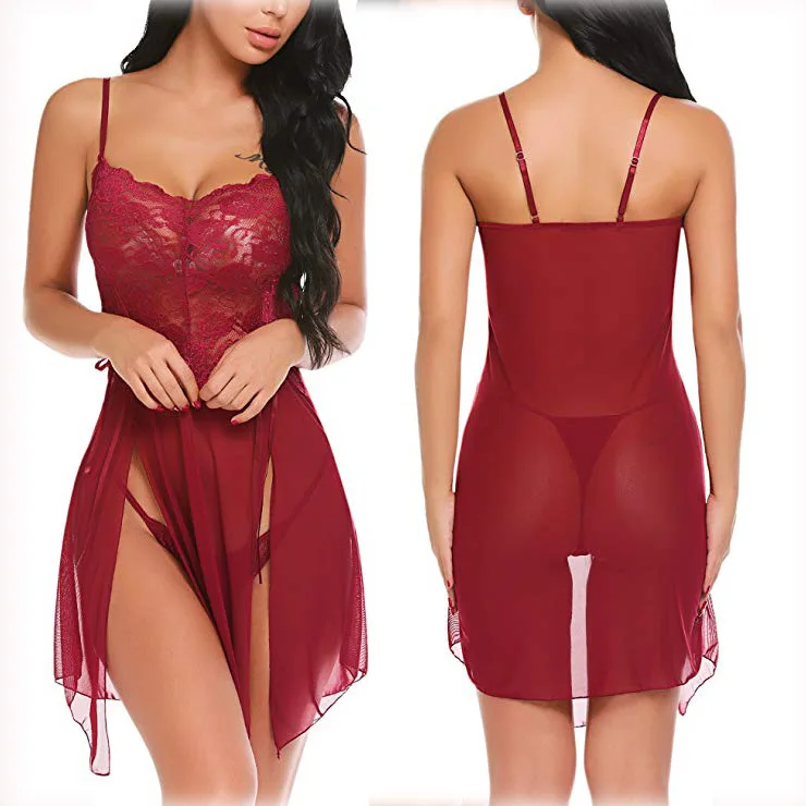 Sexy Suspender Lingerie Nightdress Women's Pajamas V-neck Mid-length Skirt Sleeveless Home Comfortable Underwear