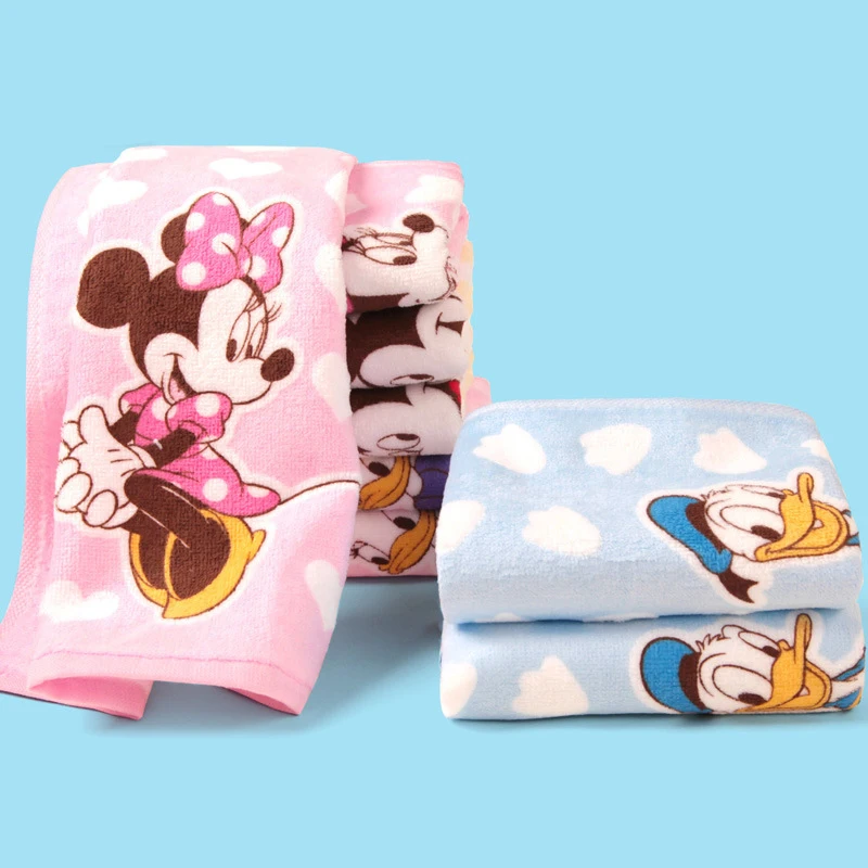 Disney Mickey Minnie Mouse Towel Cute Cartoon Figures Washcloth Super Soft Cotton No Shedding Water Uptake Baby Kid Face Towels