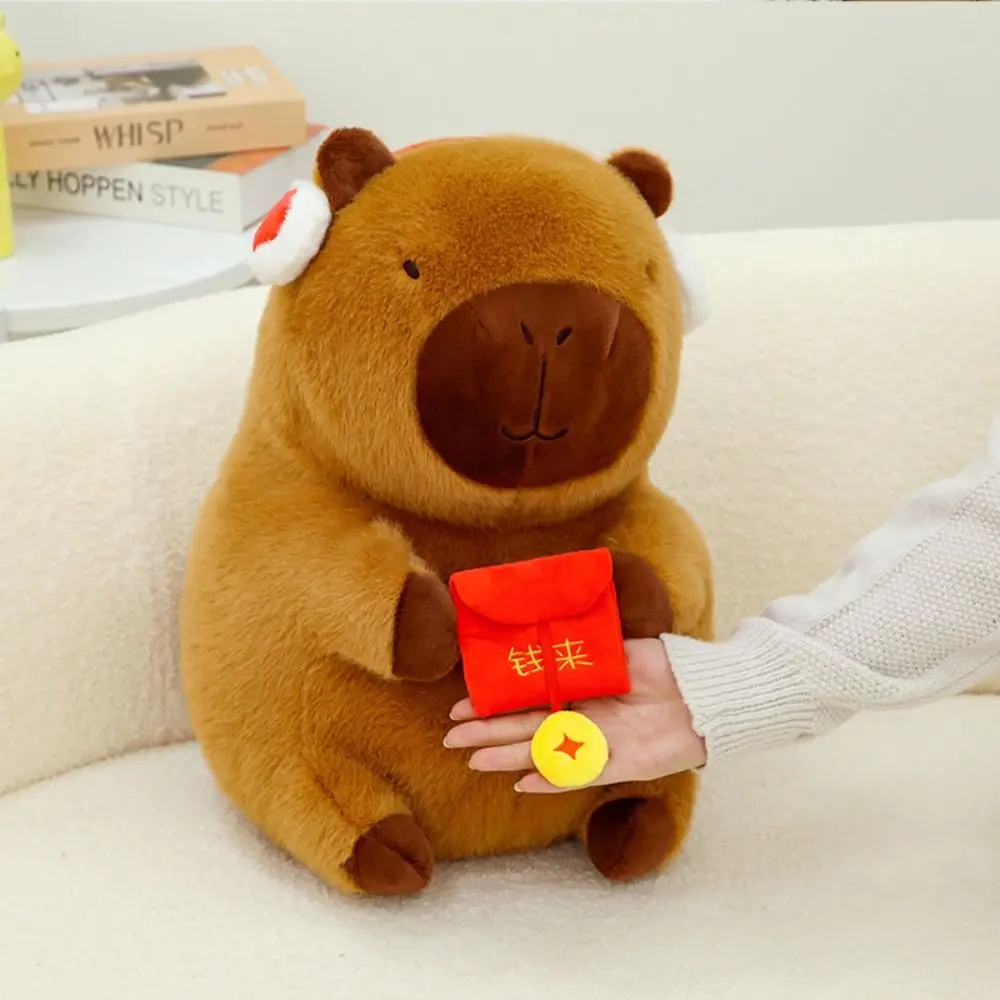 

New Year Style Capybara Plush Doll Soft Stuffed Simulation Capybara Toy Red Packet 33cm Stuffed Capybara Doll Home Decor