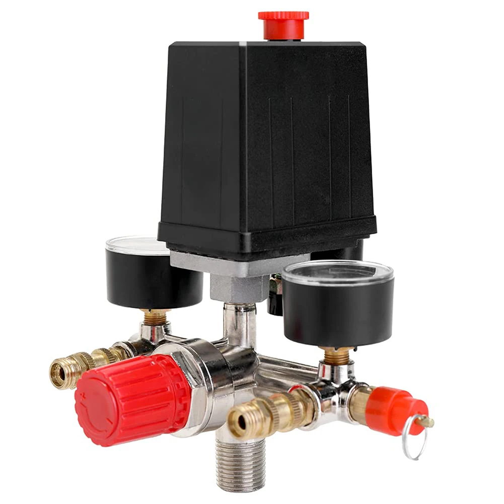 

Adjustable Pressure Switch for Air Compressors with Regulator Valve Providing Precise Air Pressure Management and Quiet Function