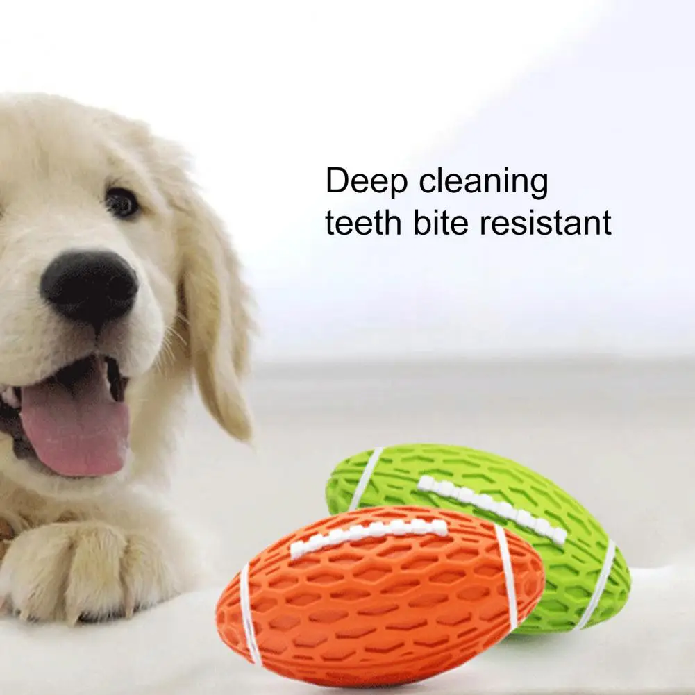 Relieve Boredom Rubber Rugby Ball Pet Puppy Dog Molar Chew Toy Pet Supplies