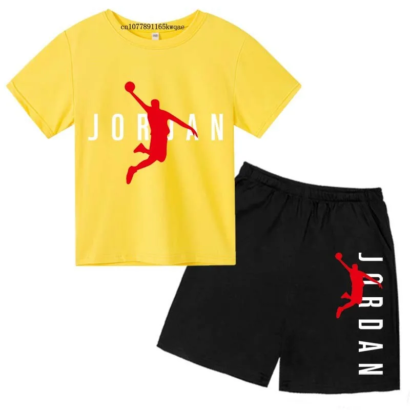 Kids Summer Leisure Letter Print 2pcs Soft T-shirts+Pants Suits 2-13 Years Boys Girls Fashion Outfits Sets Children Gift Clothes