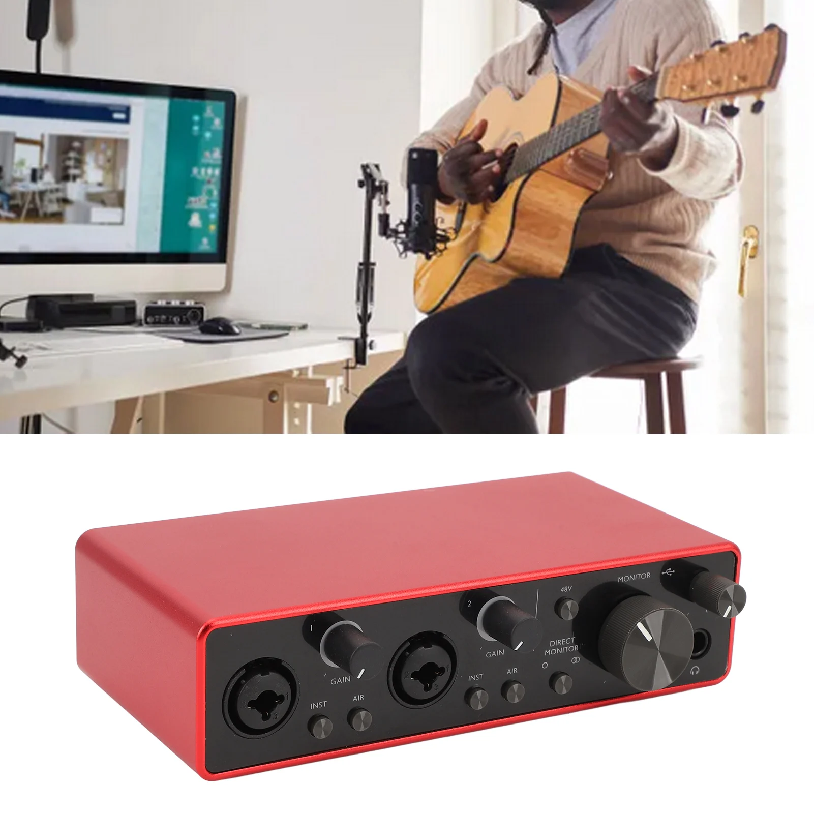 For Focusrite Scarlett 2i2 3rd Gen USB Sound Interface 24Bit 196kHz for Recording Songwriting Streaming Podcasting