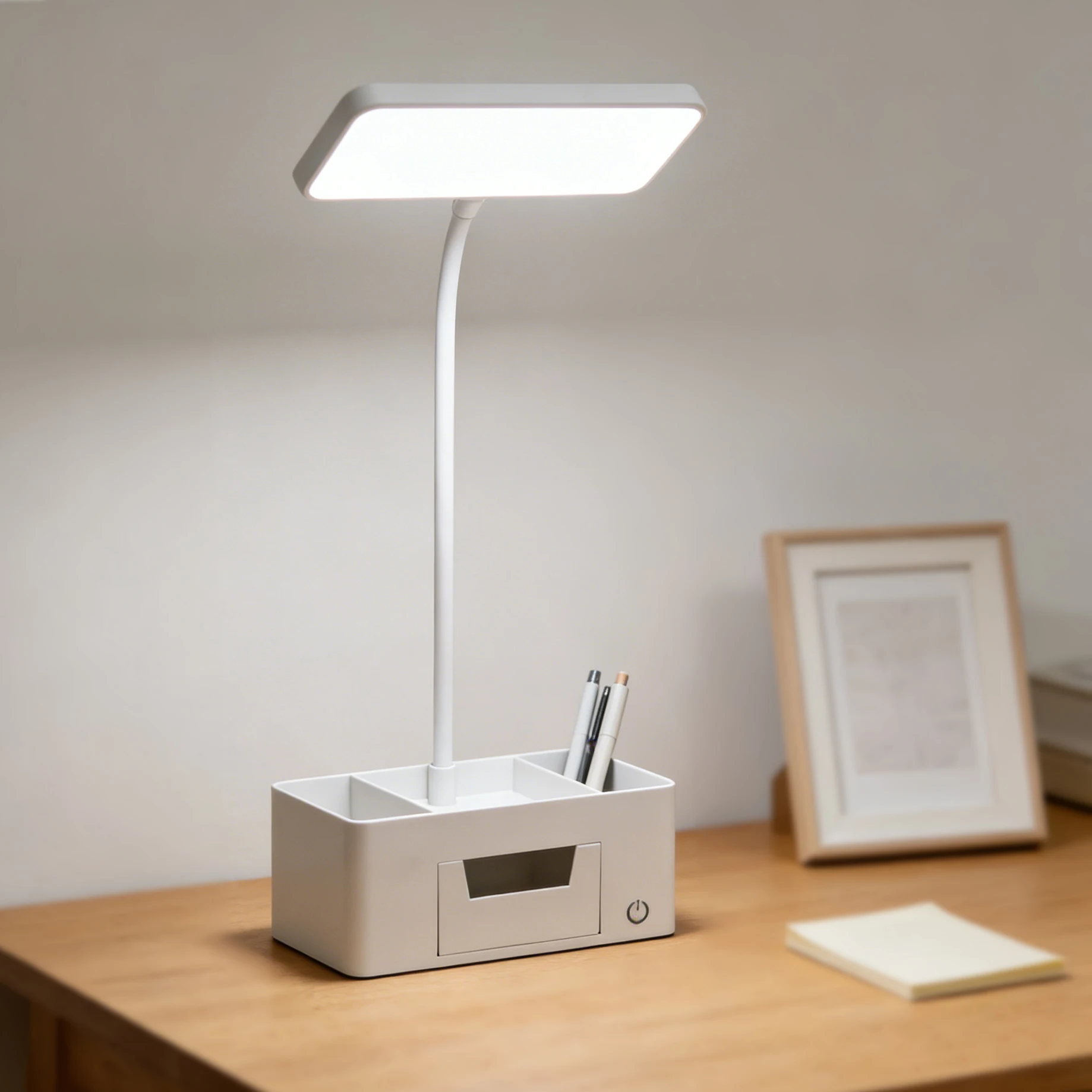 

Настольная лампа-органайзер со светодиодами, регулируемая по яркости, с защитой для глаз, с держателем для ручек, для офиса, дома, школы