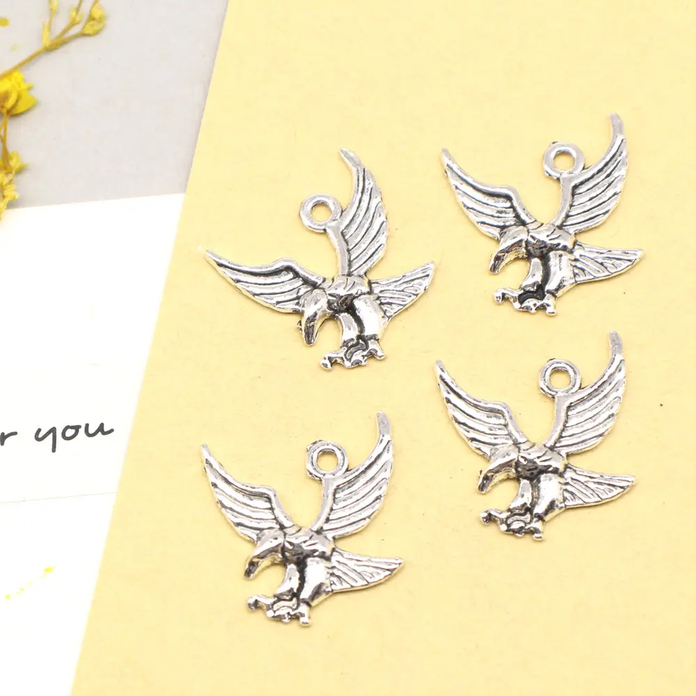 Eagle Charms Pendants For Jewelry Home Decor Crafts Supplies For Jewelry 17x18mm 20pcs Antique Silver Color