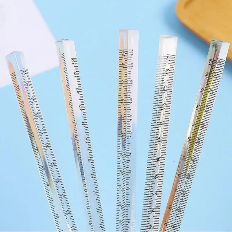 P82E Drawing Measuring Tools Triangles Ruler Straight Measuring Ruler Clear Drafting Ruler School Office Supplies 5.9in