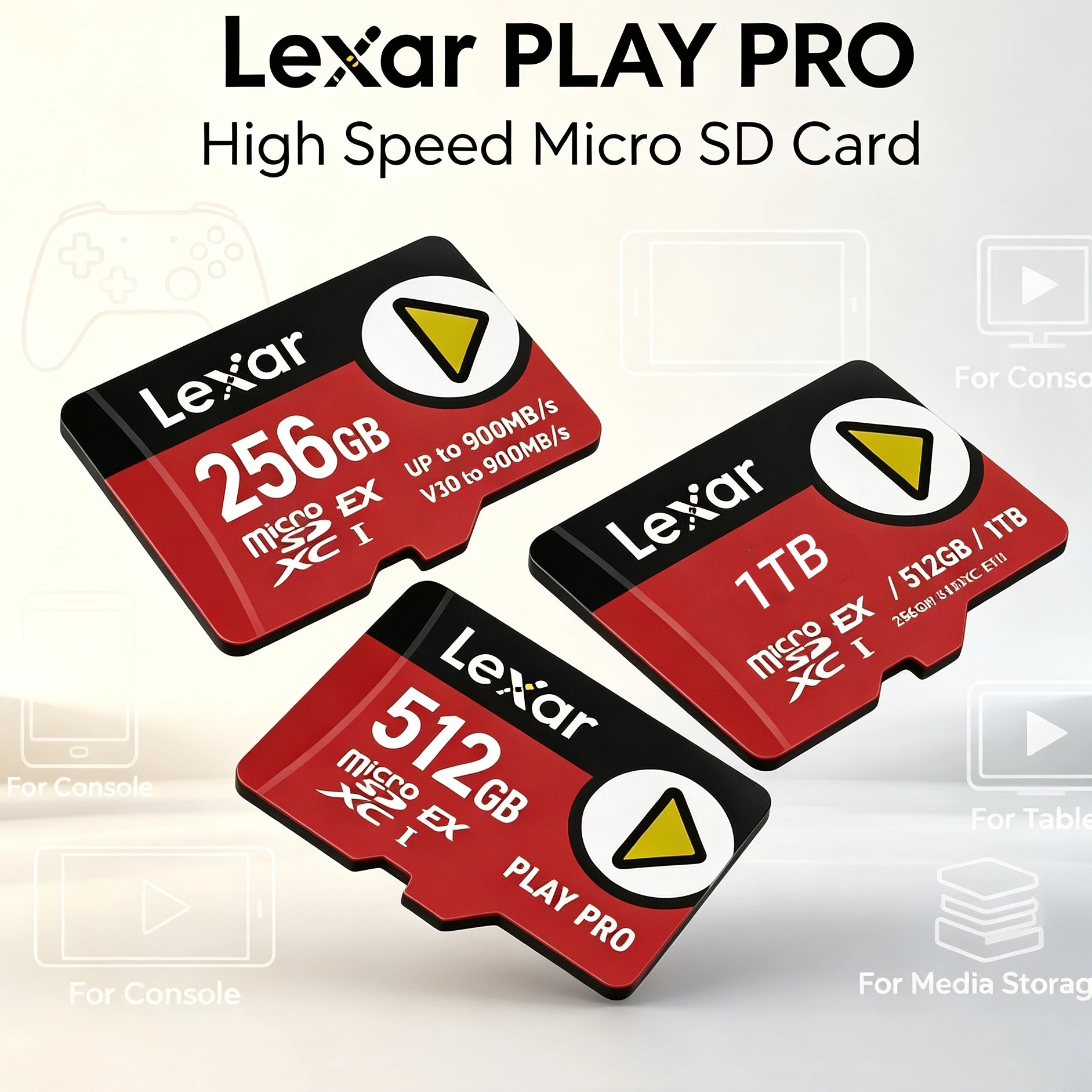Lexar PLAY PRO 256GB MicroSDXC Express Memory Card 900MB/s Read Speed TF Card for Handheld Game Device