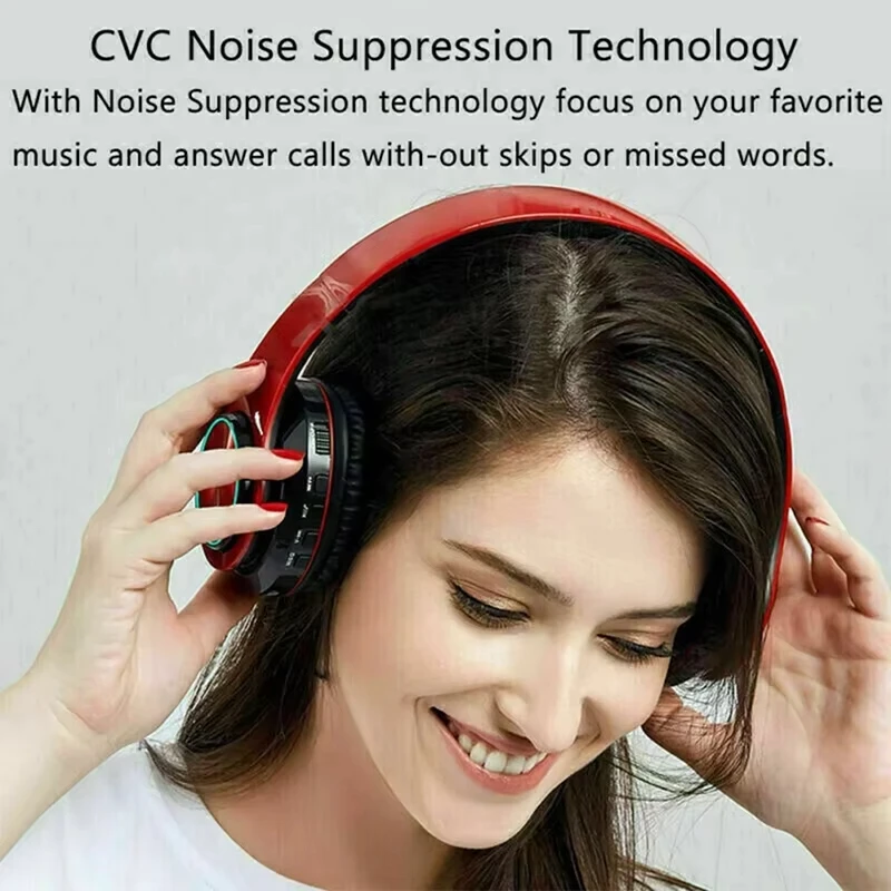 Bluetooth Headphones RGB Lighting Noise Cancellation Foldable Headsets Over Ear Stereo HIFI Sports Headset TF Music Player B39 image 4