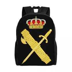 Custom Emblem Of The Spanish Civil Guard Backpack for Women Men Water Resistant College School Spanish Coat Of Arms Bag Bookbags