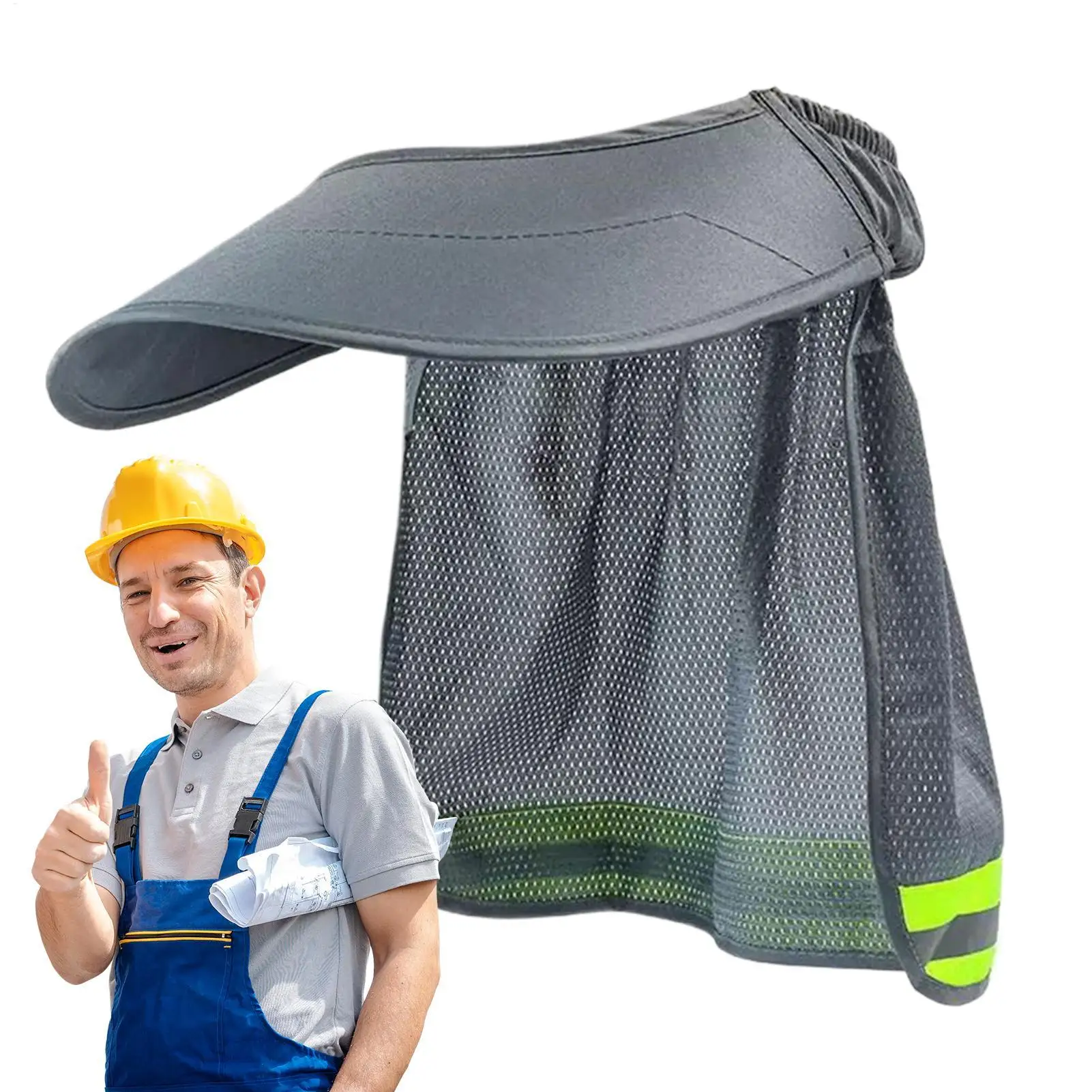 Construction Safety Reflective Hard Hat Shade Neck Shield Helmet Sun Shade Reflective Stripe Summer Sun Protection for Working