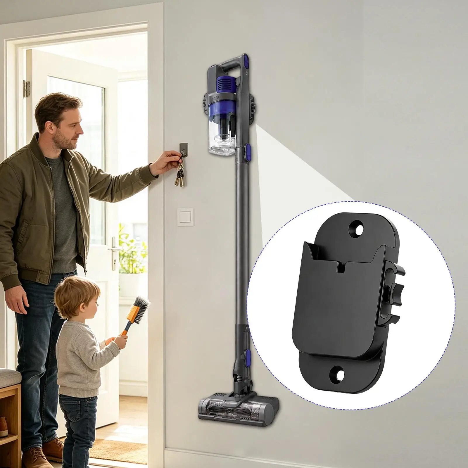 ABS Vacuum Wall Mount Holder For Shark Storage Rack Wall Bracket Two Mounting HolesCordless Vacuum Storage Organizer