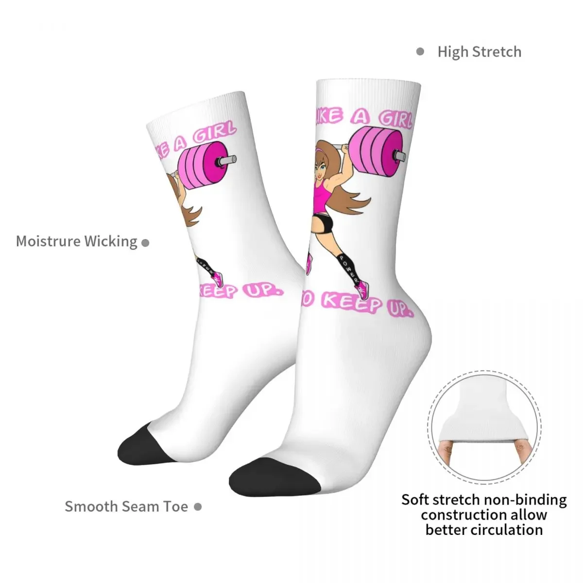 Fitness, Fitness Girl, Barbell Girl, Girls Who Lift Socks Harajuku Sweat Absorbing Stockings All Season Long Socks Accessories