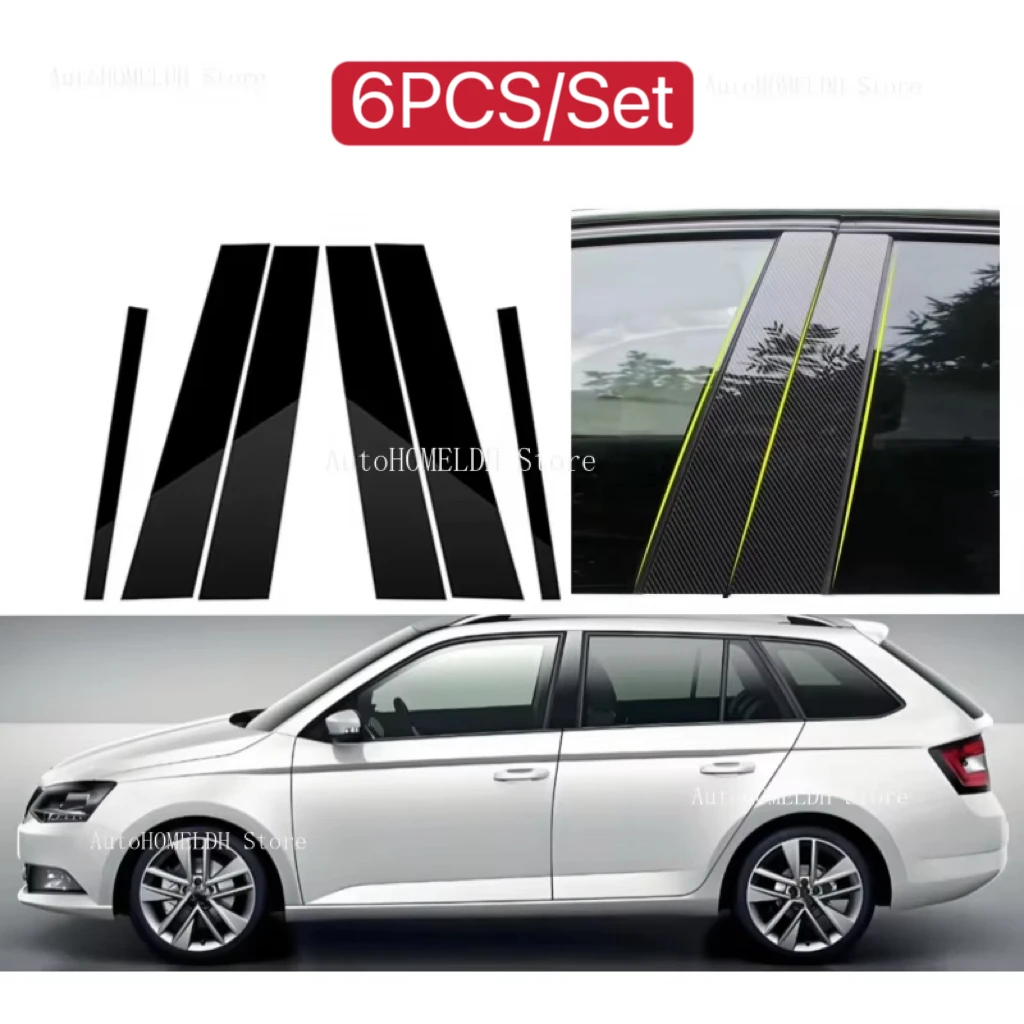 

Carbon Fiber Glossy Black B C Pillar Post Cover Sticker For Skoda Octavia A7 5E MK3 2014-2019 2015 2016 2017 Window Door Deal