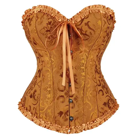 Gold Corsets for Women Vintage Flower Overbust Overbust Bustiers Top Corselet Sexy Victorian Halloween Costume Plus Size Korsett