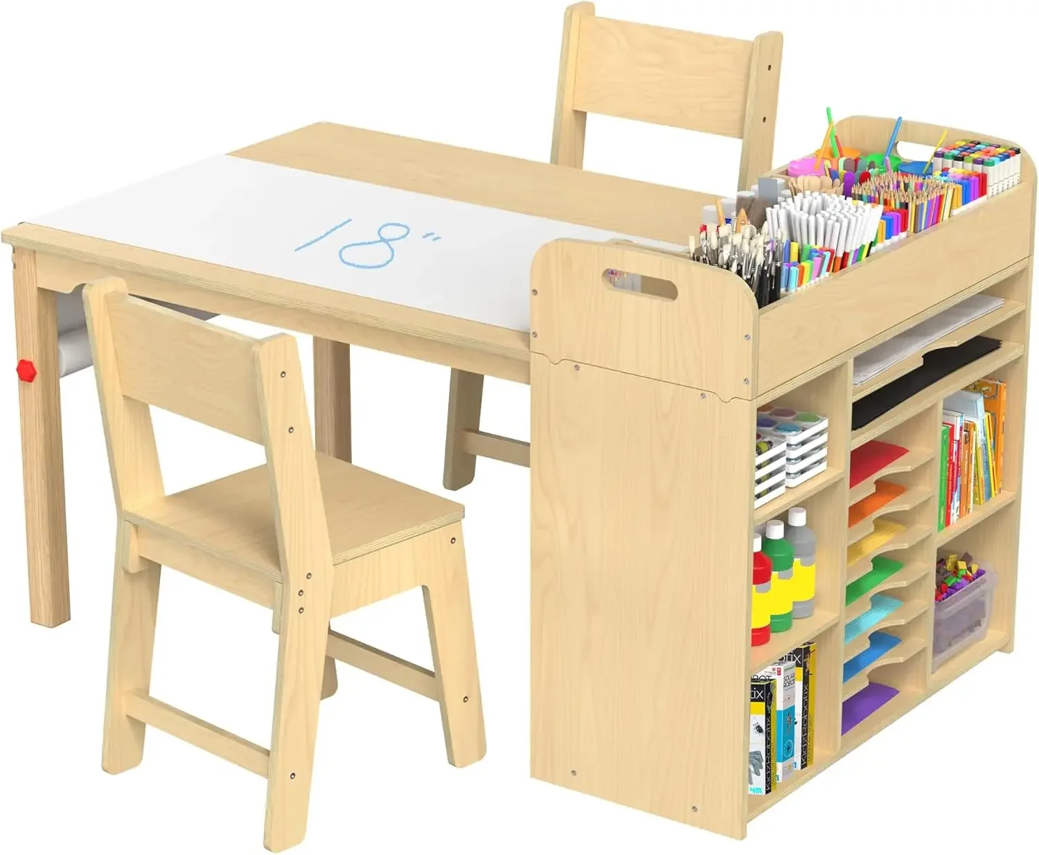 Kids Art Table and Chairs Set Craft Table with Large Storage Desk and Portable Art Supply Organizer for Children Ages 8-12